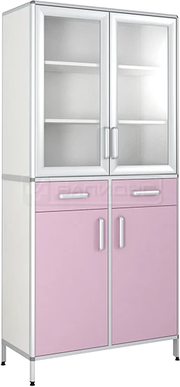 Four-Door Cabinet with Glass and MDF, Model SHM-10KN