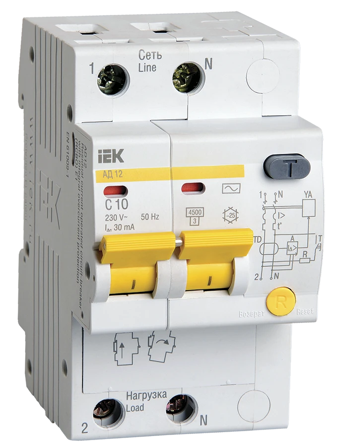 Differential Automatic Circuit Breaker AD12 2P 10A 30mA IEK