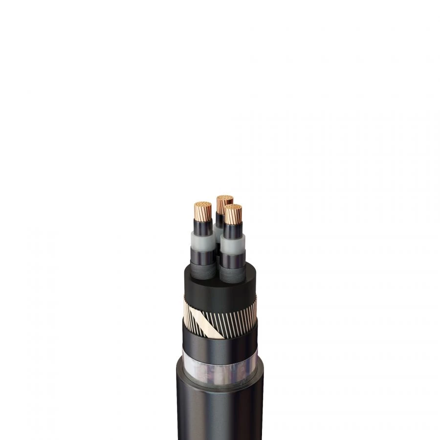 Copper Power Cable 2X.. with XLPE Insulation, Three-Core, PE Sheath