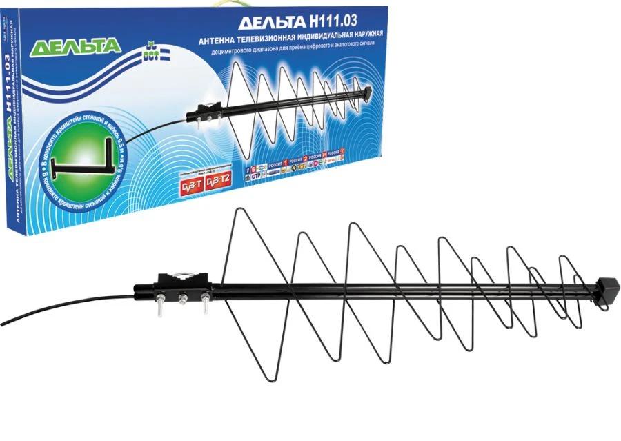 Log-periodic UHF Delta N111.03 Antenna with Cable and Bracket