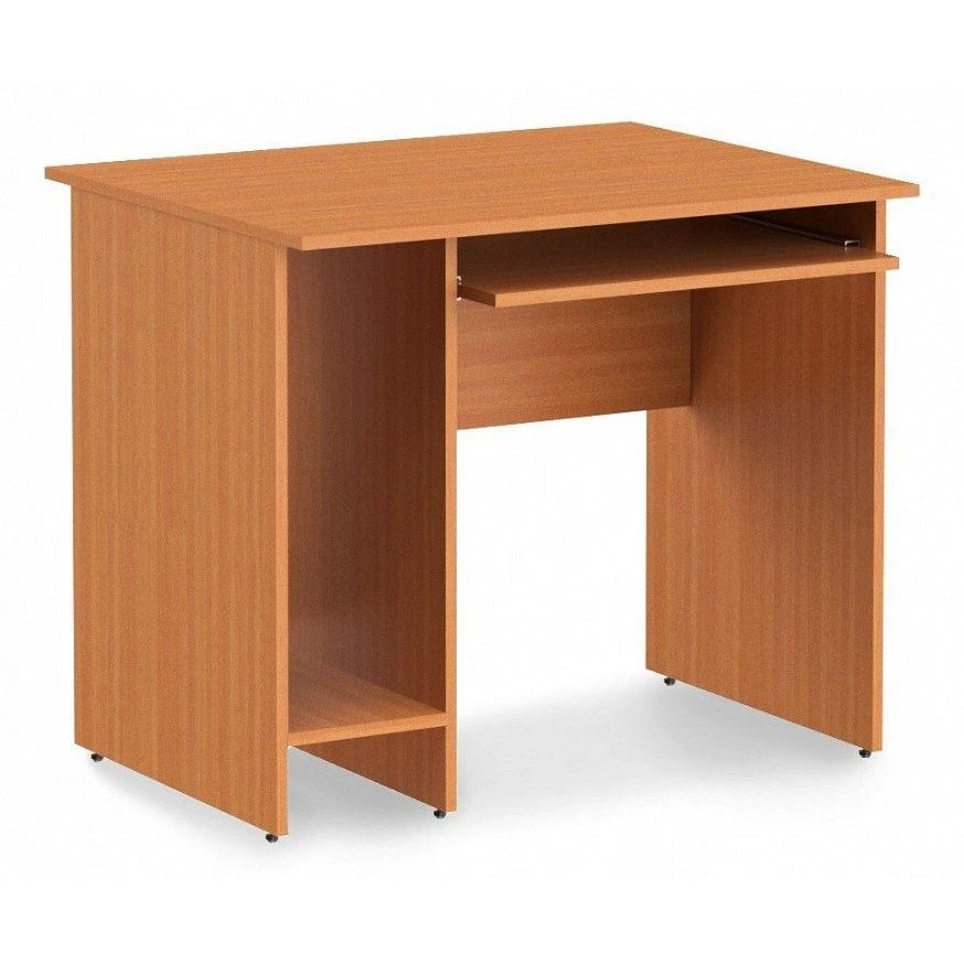 Rectangular Computer Desk with Keyboard Shelf and CPU Space