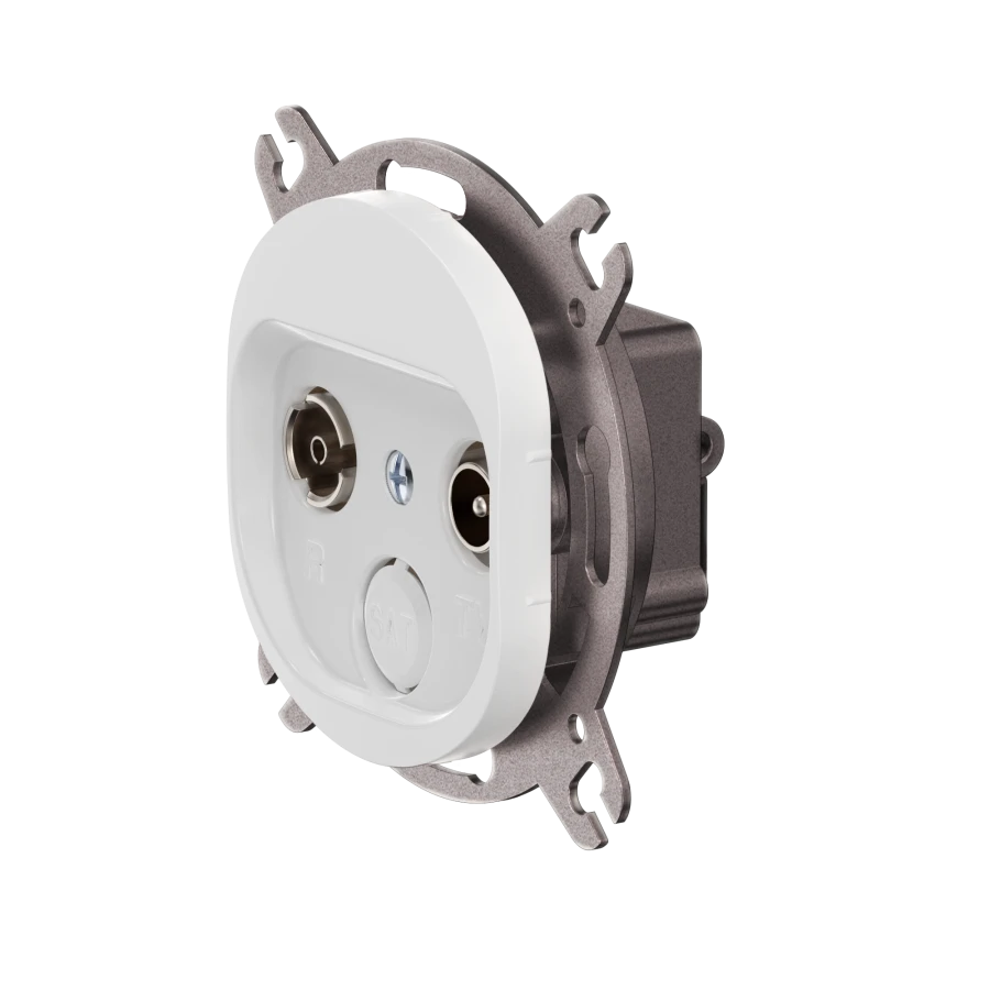 Hidden Installation TV/FM Antenna Socket, White, Art. E612P.0