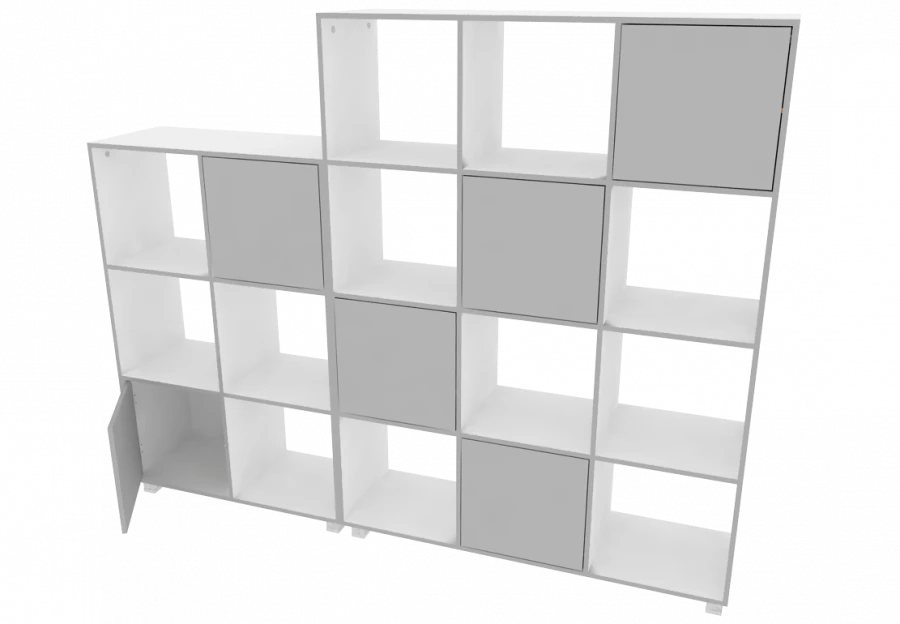 Double-Sided Shelf with 6 Closed Compartments 2242x400x1365_1800 mm