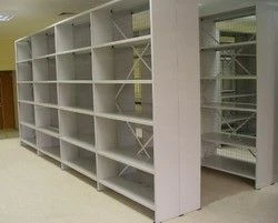 Stationary Metal Shelving with Solid Uprights
