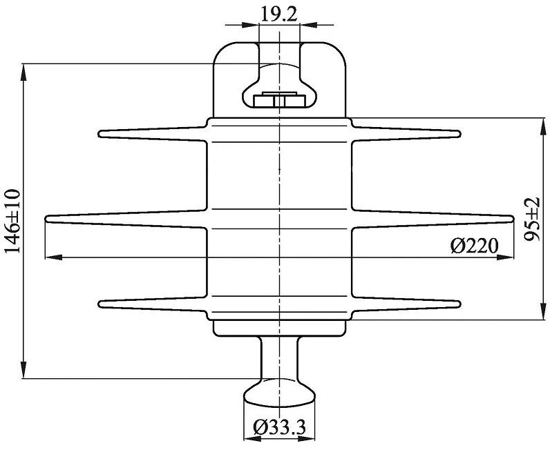 Ribbed Shell Suspension Insulator for DC Railways PSPKr 70-3/0.4