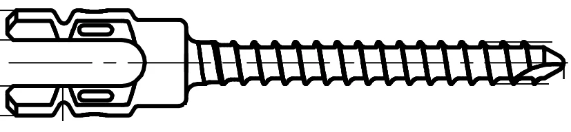 Monaxial Screw Ø7.5 mm Reduction, Length 30 to 60 mm, Pitch 5 mm, Article 830.5XXR