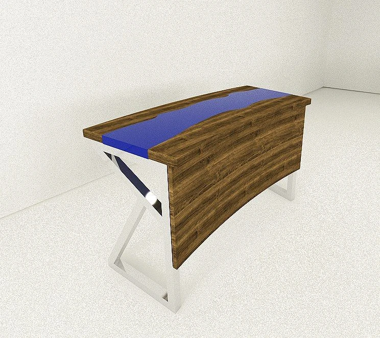 Meeting Table with Solid Oak Top and Steel Legs