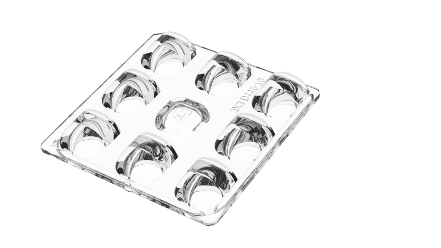 عدسة LED 3x3 لتركيبات الإضاءة