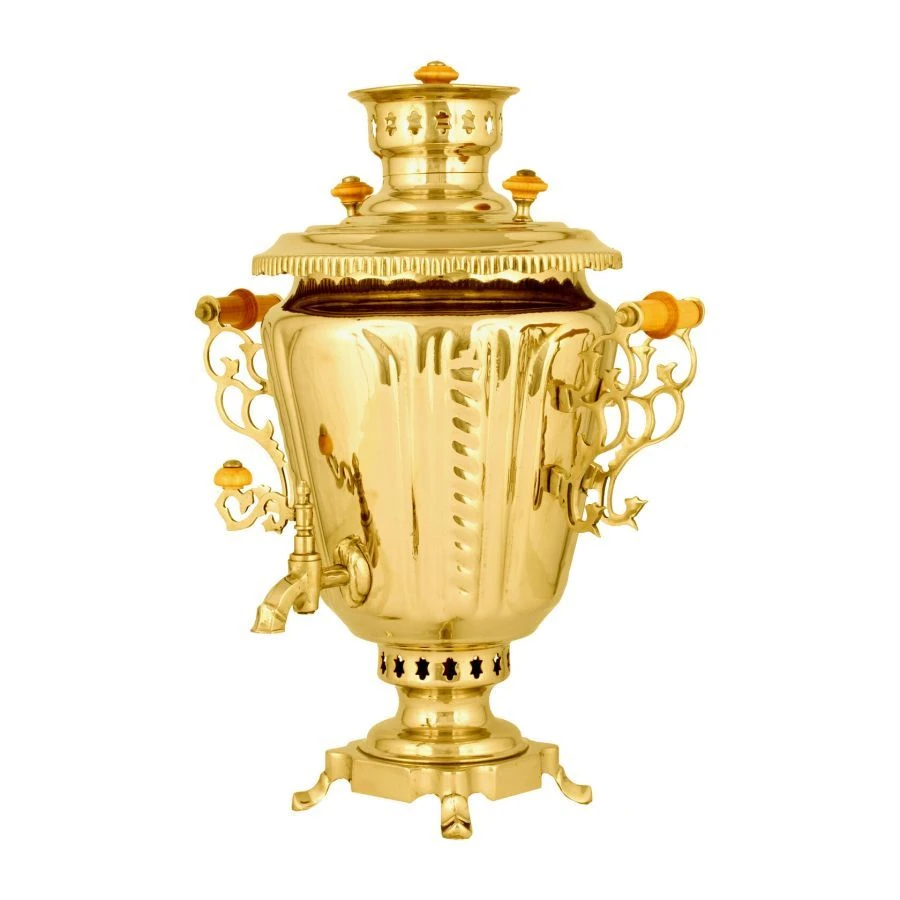 Traditional Charcoal Samovar 7 Liters Ryumka Brass