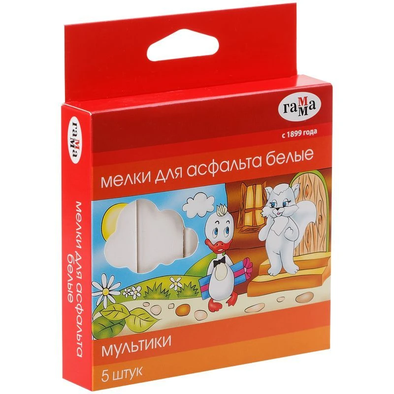 White Asphalt Chalk "Multiki" - 5 Pieces for Kids' Creativity