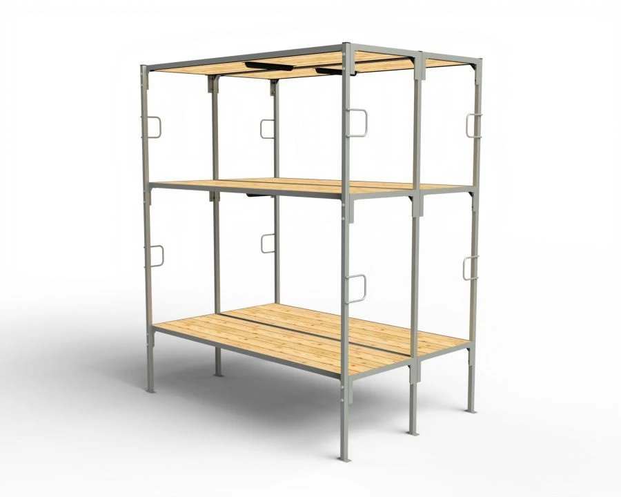 Metal Triple-Decker Bunk Beds - Double-Sided Modular