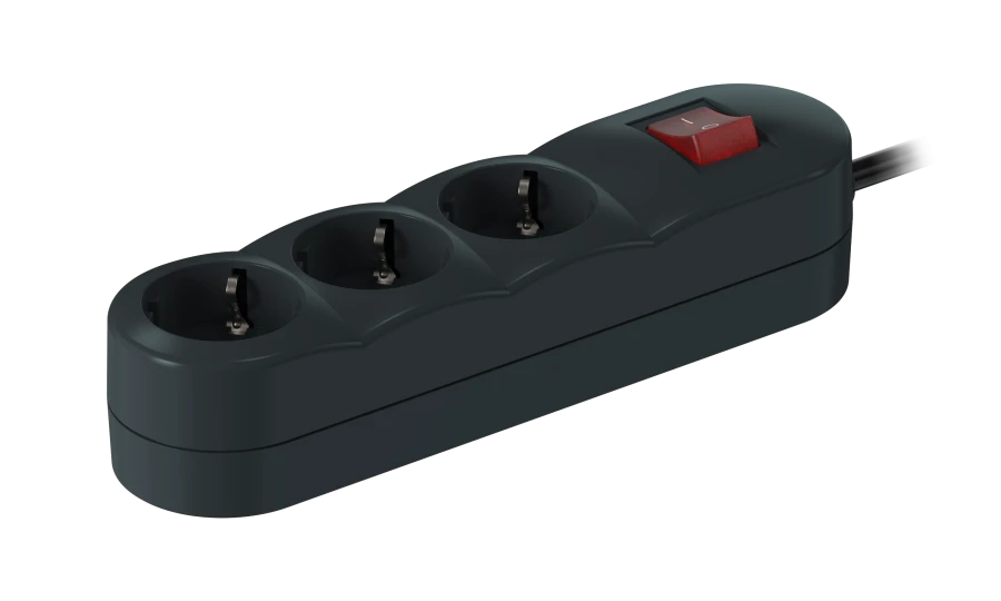 كابل تمديد CADUCEUS ALING 3x16A مع مفتاح، 3.6 كيلو واط، 10م، أنثراسيت، رقم 44306.A