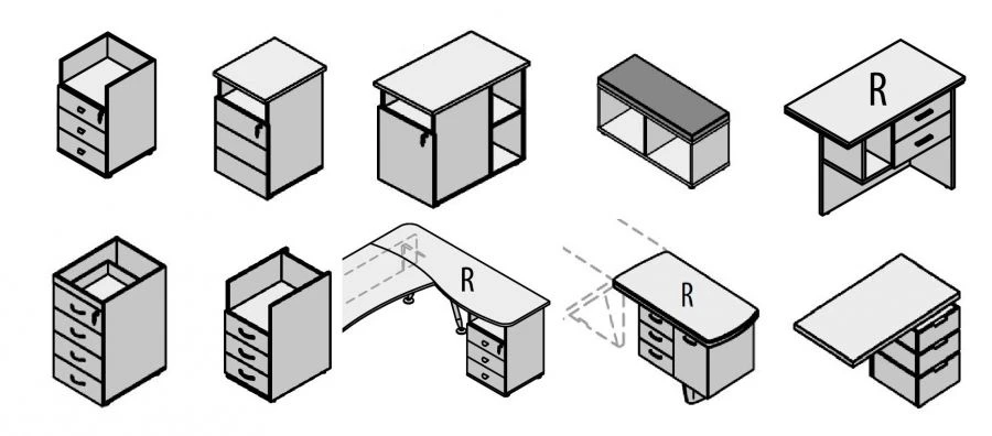 Office Wooden Side Cabinet for Work, Blitz, Agat, Rio Base, and More