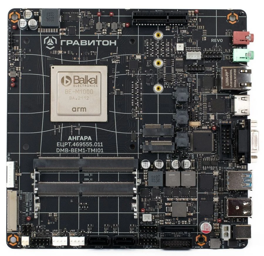 Thin Mini-ITX Motherboard with Baikal-M Processor DMB-BEM1-TMI01