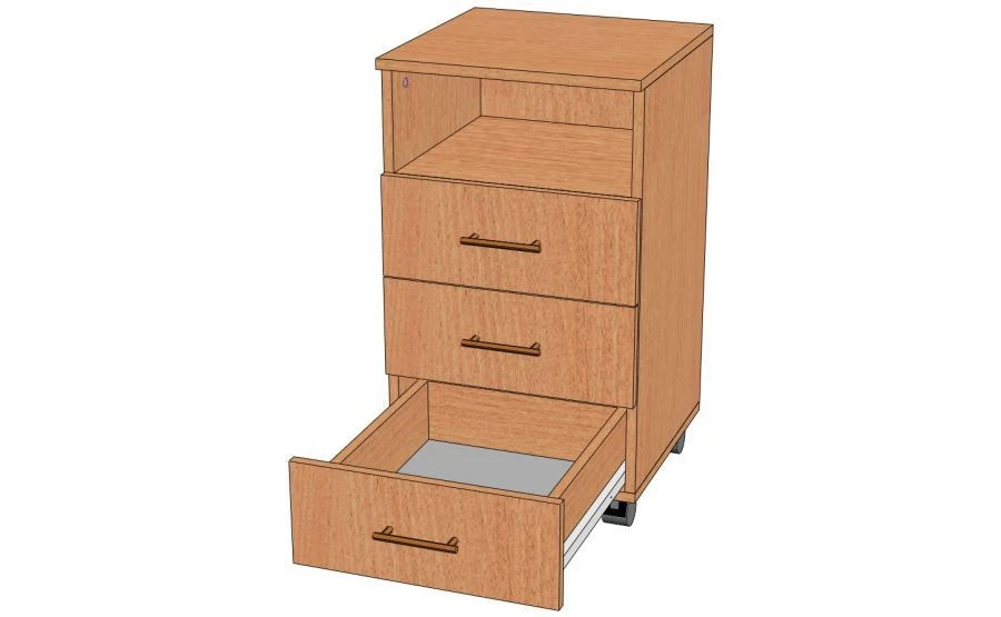 Mobile Cabinet with Drawers and Niche, Model TP-4