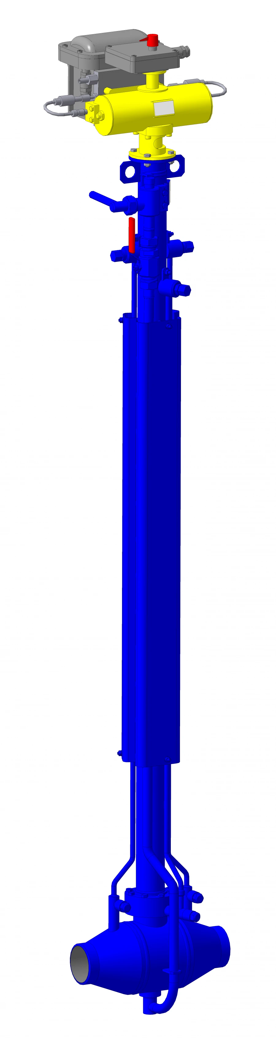Ball valve DN100 PN8 MPa underground version with pneumatic actuator