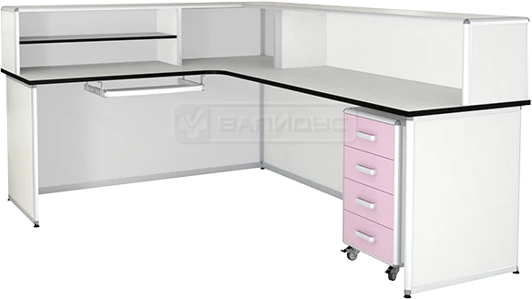 Corner Nurse Station PS-3KN with Shelf and Mobile Cabinet