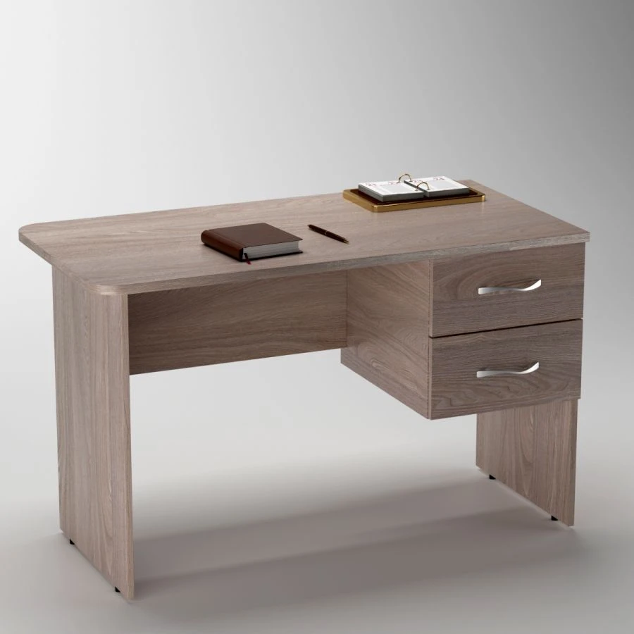 Office Desk with Rounded Corners and Two Drawers
