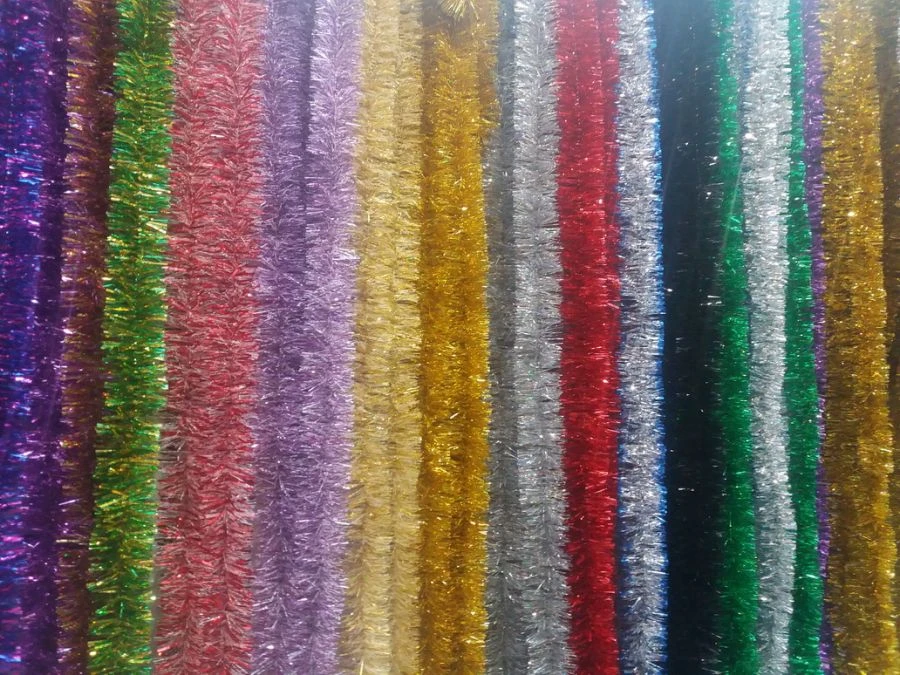 Christmas Tinsel on Wire, 1.8-2m Length, 5cm Diameter