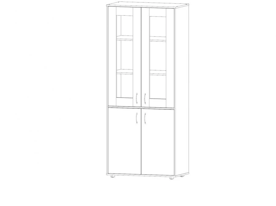 Wide Display Cabinet with Glass Doors