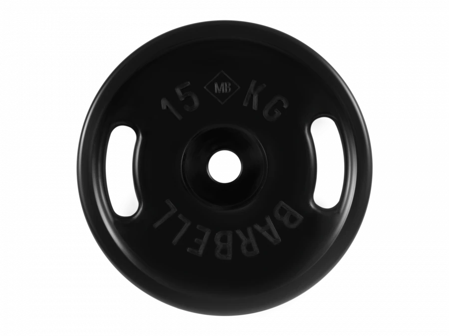 قرص وزن مطلي بالمطاط "يورو كلاسيك" بمقابض، أسود، 51 مم، 15 كجم