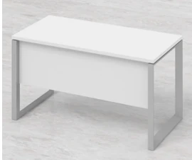 White Work Table with Metal Legs - RAL 9003