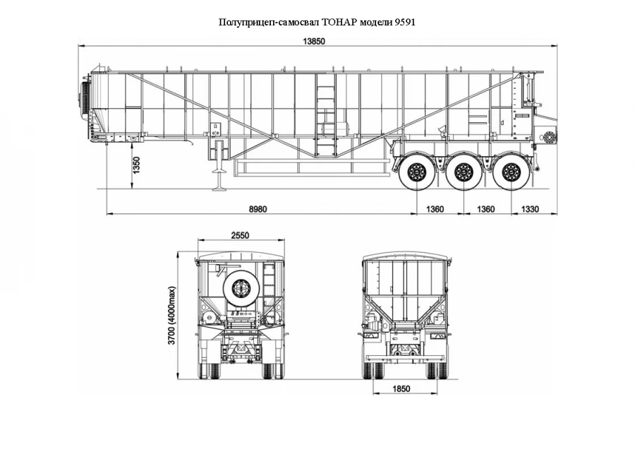 Tonar 9591 Dump Semi-Trailer for Agricultural and Construction Transport