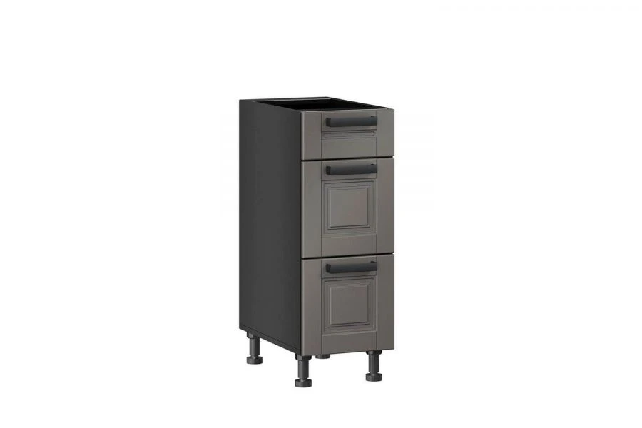 Luxurious Black Kitchen Cabinet with 3 Drawers, Model LD.270170.000