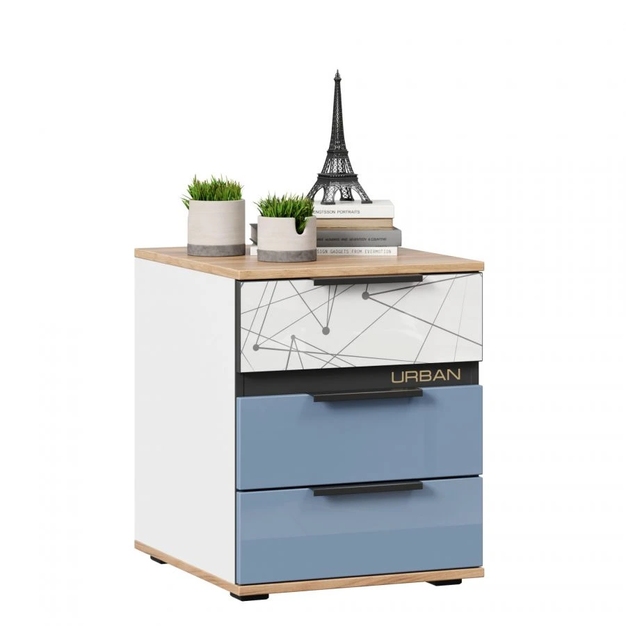 Urban LD.528120.000 Nightstand (White/Black/Cape Blue)