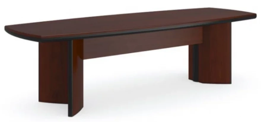 Wooden Conference Table with Curved Edges and Radial Top