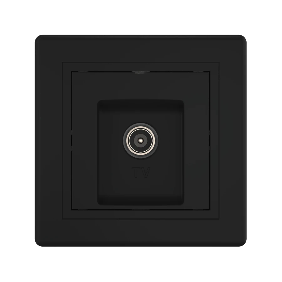 Caduceus Aling Prestige Hidden Installation TV/FM Socket, Black (Soft Touch) Model 612I.E1E1E1