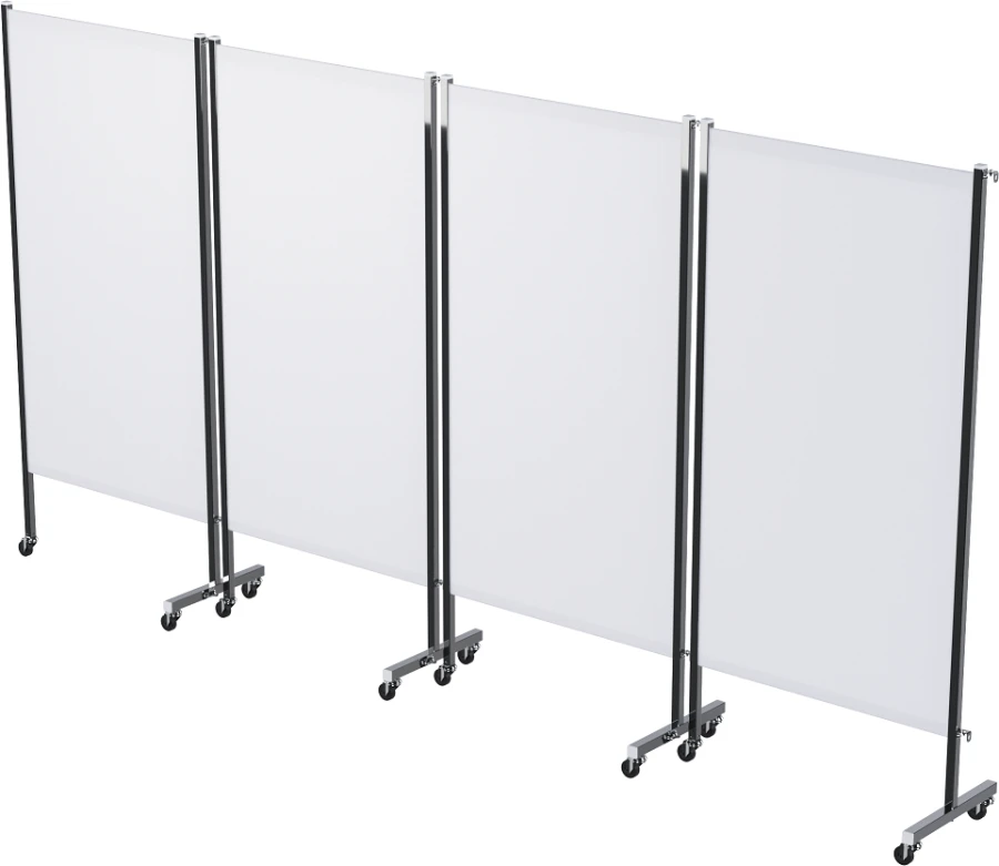 Medical Partition Screen on Wheels, Four-Section, Stainless Steel Model МСК-45303М