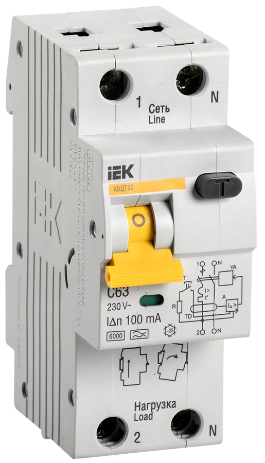 Differential Current Circuit Breaker AVDT32 C63 100mA IEK