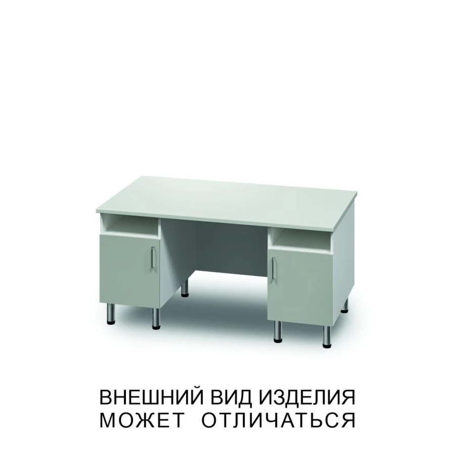 Double Cabinet Table with Swing Doors, Open Shelves, and Screen