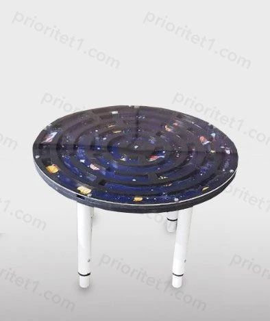 Round Didactic Game Table with Adjustable Height