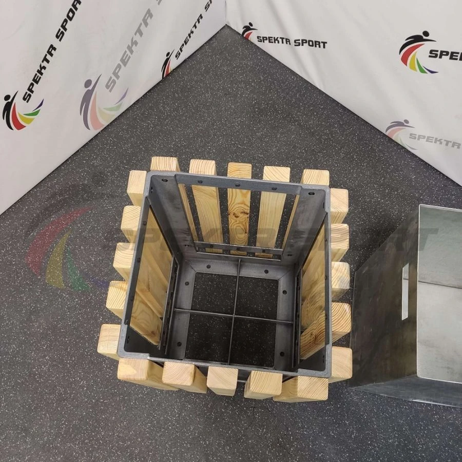 Square Metal Trash Bin with Wooden Frame SP MF400