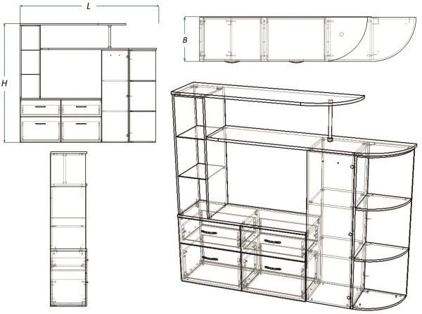 Household Wall Unit for Home Organization - Series SB