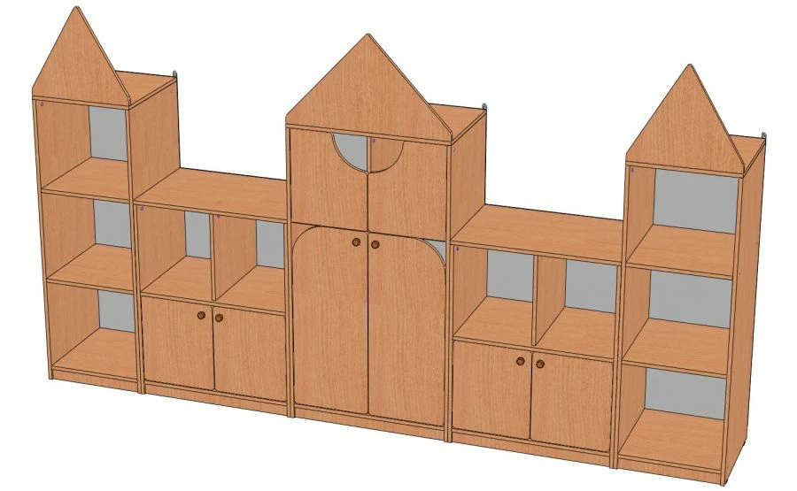 Castle Style Shelf with 5 Sections, Model C-Z
