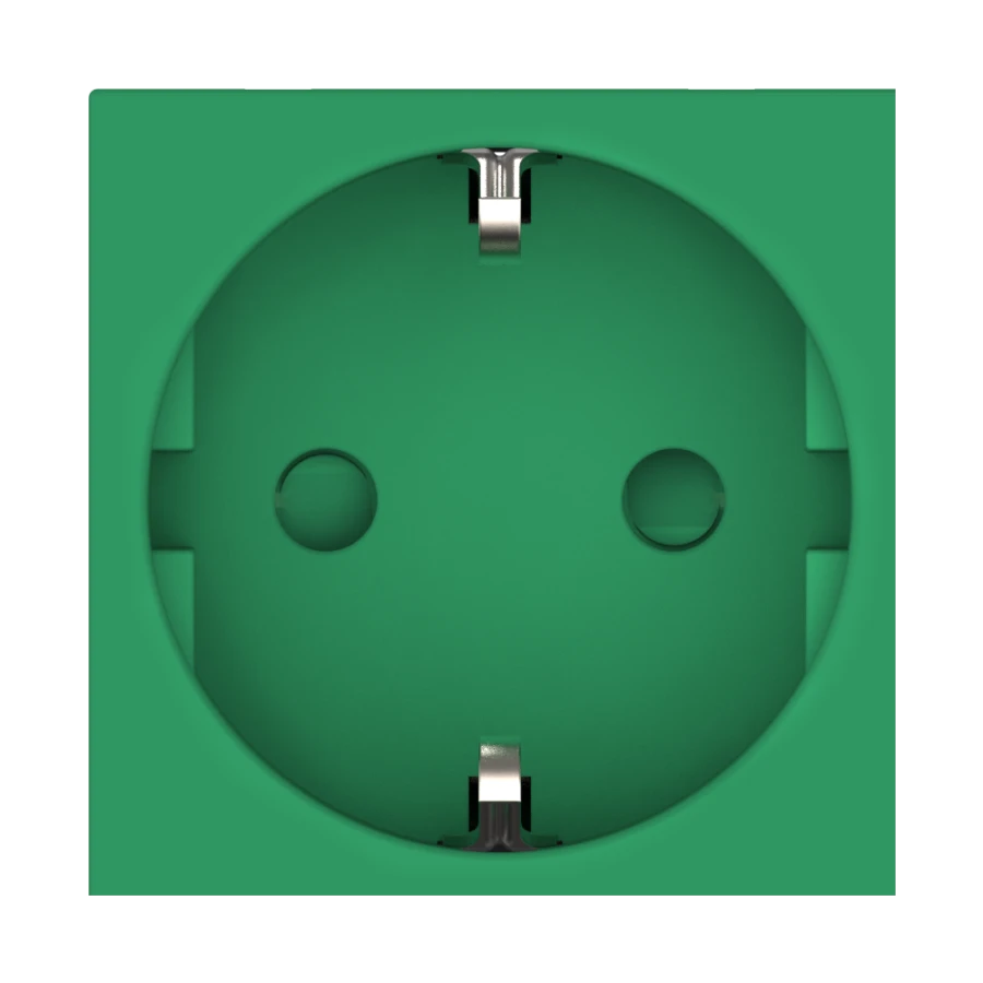 Caduceus Aling Hide Modular Socket with Grounding, 16A, 250V, Green