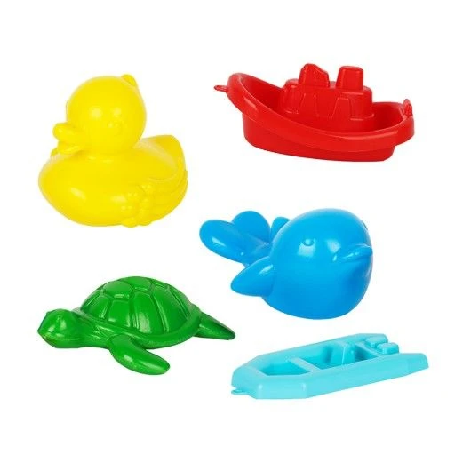 5-Piece Bath Toy Set (Dolphin, Turtle, Duck, Boat, Canoe)