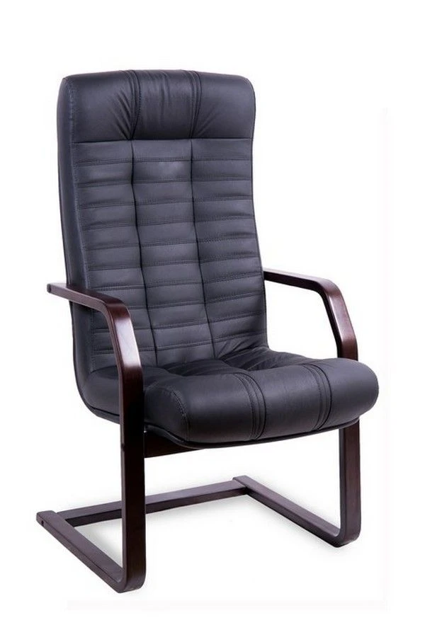 Non-Rotating Conference Chair with Wooden Base - Atlant Extra