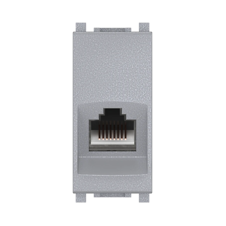 CADUCEUS ALING Experience Hidden Installation Computer Keystone RJ45 8P8C Cat.6A UTP Socket 1M, Silver, Art. 74225.S