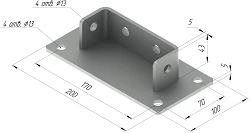 SM-F6 Support Bracket - 200x100x43mm, 5mm Thickness