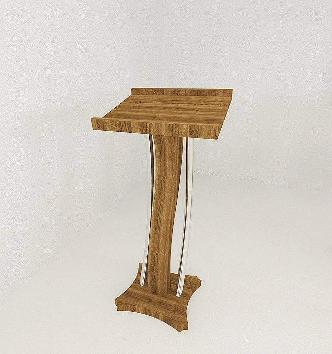Speaker Podium Made of Veneered MDF with Natural Wood Elements
