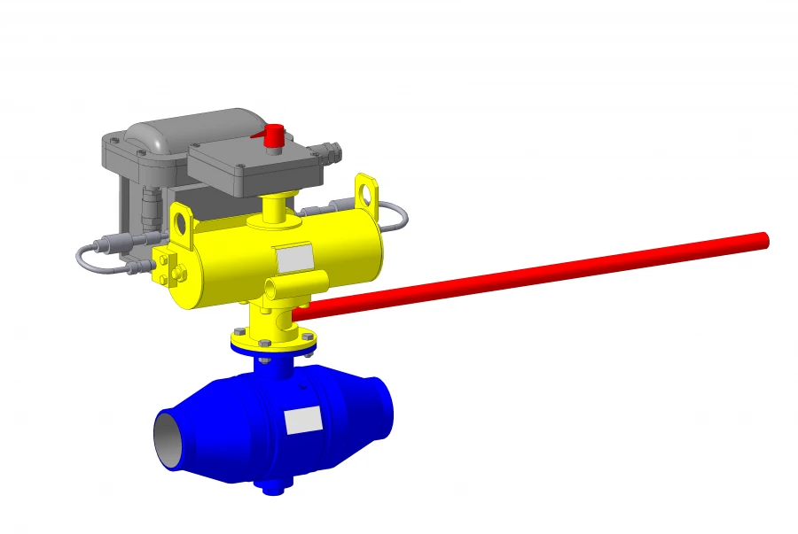 Pneumatically actuated ball valve DN25 PN6,3 MPa