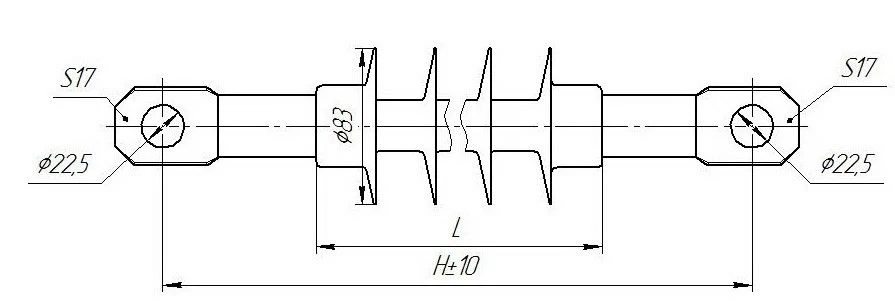 Insulator Tension Rod with Ribbed Silicone Rubber Shell NSPKr 120-25/1.5I