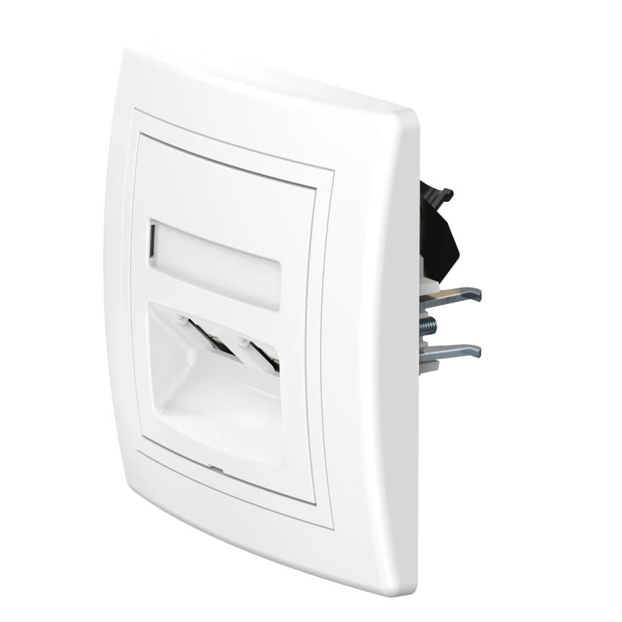 Dual Computer Socket with Keystone RJ45 8P8C Cat.6 UTP - CADUCEUS ALING PRESTIGE 615