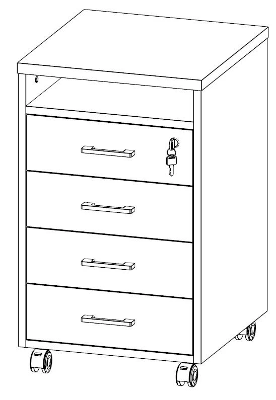 محطة عمل متنقلة بأربع أدراج وقفل، الطراز EVL306