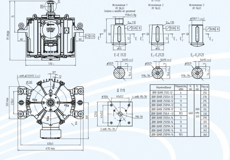 Vertical General-Purpose Asynchronous Motors DAV 250 up to 7.5 kW