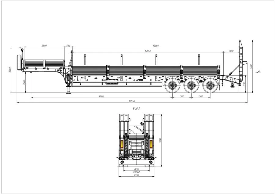 Semi-Trailer 98134V with Load Space Frame and Platform